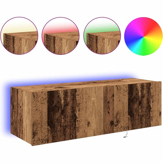Έπιπλο Τηλεόρασης VidaXL Επιτοίχιο με LED 2 τμχ 100 x 35 x 31 cm - Παλαιωμένο Ξύλο image 3