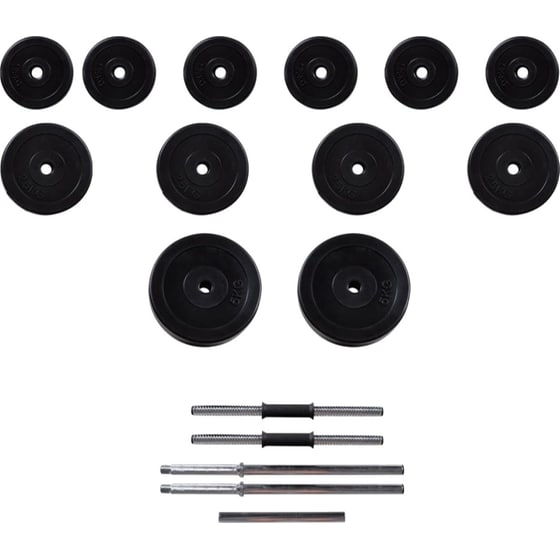 Σετ Ίσια Μπάρα Φ25mm 2kg VidaXL 90377 140 cm με 12 Δίσκους Βαρών 27.5kg, 2 Αλτήρες και 6 Κολάρα image 0