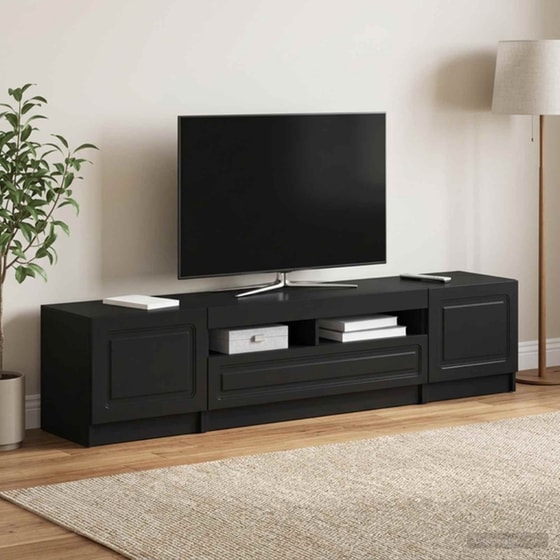 Έπιπλο Τηλεόρασης VidaXL UTRECHT με LED 3 τμχ 198 x 35 x 40 cm - Μαύρο image 1