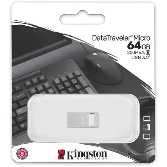 Kingston DataTraveler 64GB Micro USB 3.2 Stick - Γκρι image 2