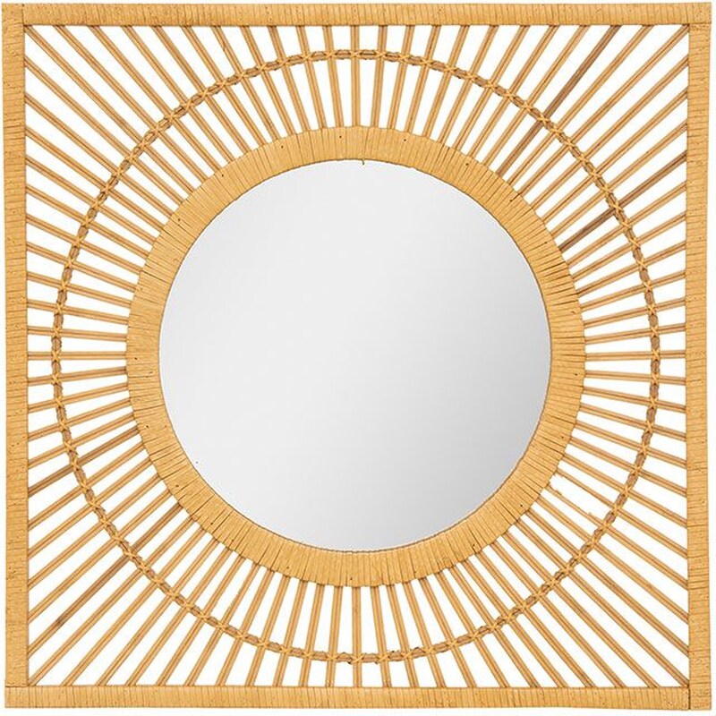 Διακοσμητικός Καθρέφτης Τοίχου Spitishop από Μπαμπού 66x2x66 cm - Μπεζ