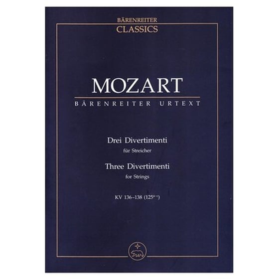 Βιβλίο Για Σύνολα Barenreiter Mozart - Three Divertimenti For Strings Kv 136-138 [pocket Score] image 1
