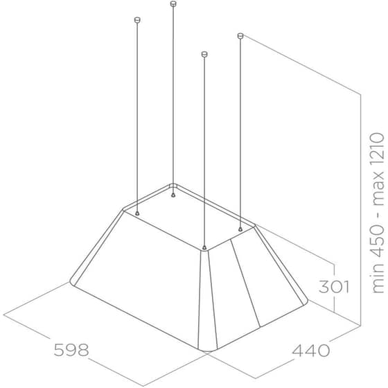 ELICA IKONA LIGHT ΜΑΤ BL/F/60 Μαύρο Απορροφητήρας Νησίδα image 4