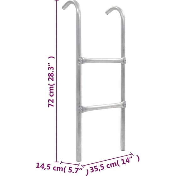 VidaXL Σκάλα Τραμπολίνου με 2 Σκαλιά 72cm από Ανοξείδωτο Ατσάλι - Ασημί image 4