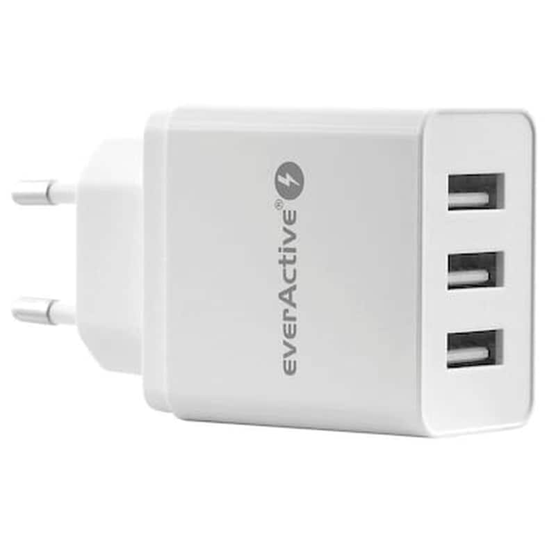EVERACTIVE Φορτιστής Πρίζας Everactive Sc-300 3x Usb 3.4A 17W - White