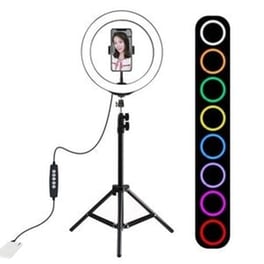 Ring Light Puluz 1,1m Tripod Mount + 10 Inch 26cm Rgbw Led Ring - Puluz - Selfie Ring Light