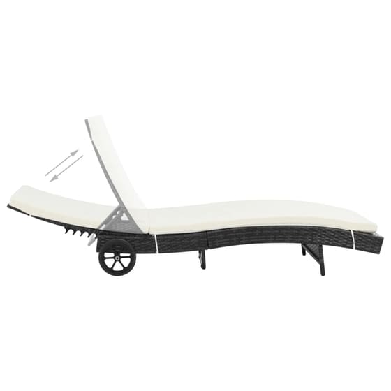 Ξαπλώστρα VidaXL από Συνθετικό Ρατάν 199x60x37 cm - Μαύρη image 2