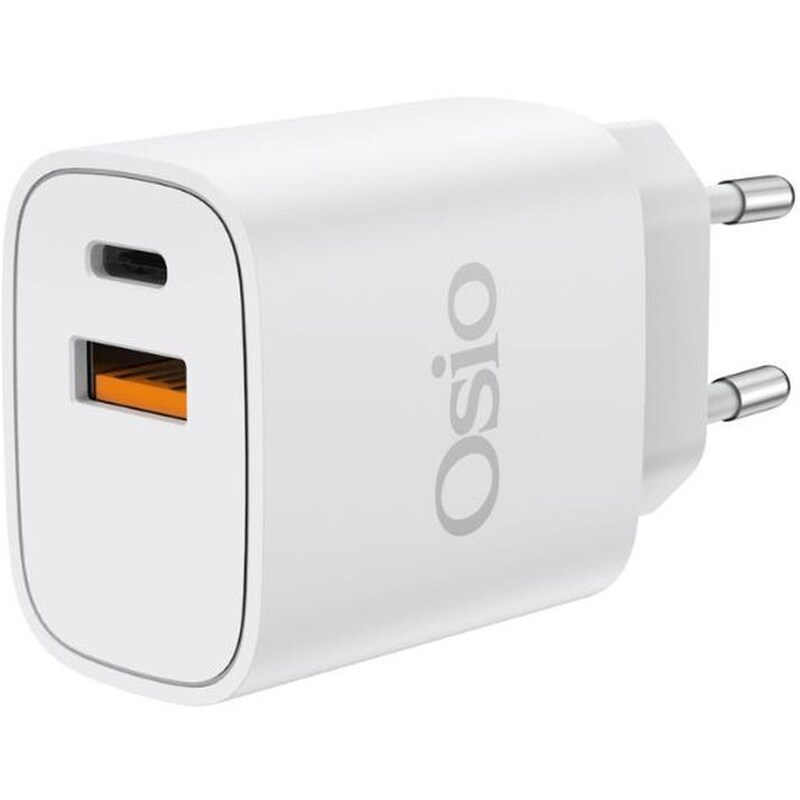 Osio Φορτιστής Χωρίς Καλώδιο με Θύρα USB-A και Θύρα USB-C 20W - Λευκό