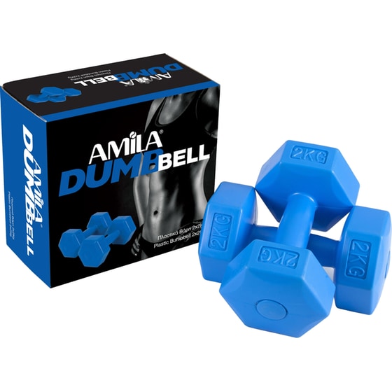 Σετ Βαράκια 2 kg Amila 44531 Εξάγωνα 2 Τμχ από Πλαστικό - Μπλε image 1