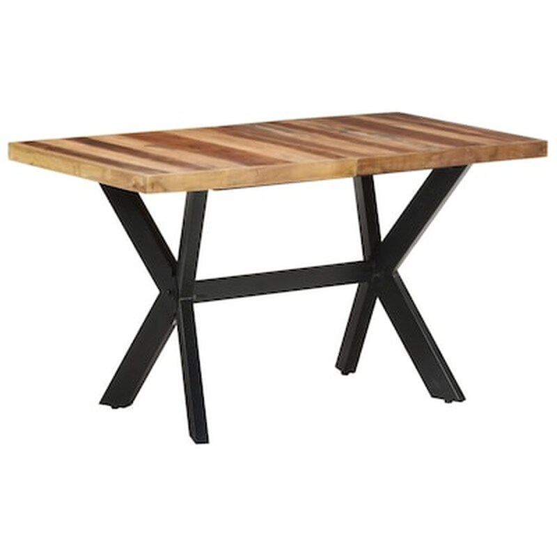 Τραπεζαρία Vidaxl από Μασίφ Ξύλο Με φινίρισμα Sheesham 140x70x75 cm - Μαύρο/Καφέ