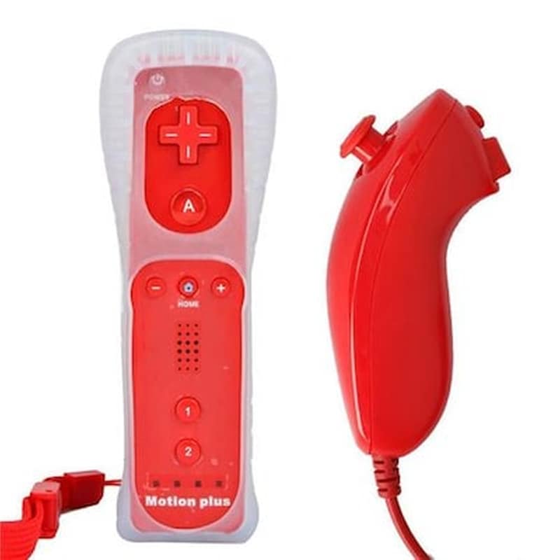 OEM Remote Controller Motion Plus Nunchuck Red Oem - Nintendo Wii / Wii U Controller