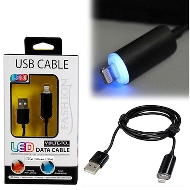 IPH5 LED USB ΦΟΡ/ΗΣ-DATA BLACK IOS 8