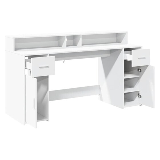 Γραφείο VidaXL με LED από Επεξεργασμένο Ξύλο 160x55x91 cm - Λευκό image 10