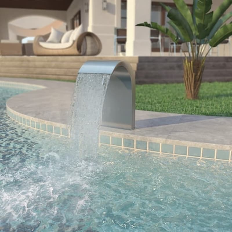 VIDAXL Vidaxl Σιντριβάνι Πισίνας Ασημί 45 X 30 X 65 Εκ. Από Ανοξείδωτο Ατσάλι