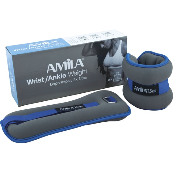 Βαράκια Άκρων 2 x 1.5kg Σταθερού Βάρους Amila 94953 από Νεοπρένιο - Γκρι/Μπλε image 0