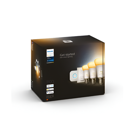 Σύστημα Έξυπνου Φωτισμού Philips Hue White Ambiance E27 Starter Kit 3 τμχ & Διακόπτης Hue Dimmer Switch - Λευκό image 3