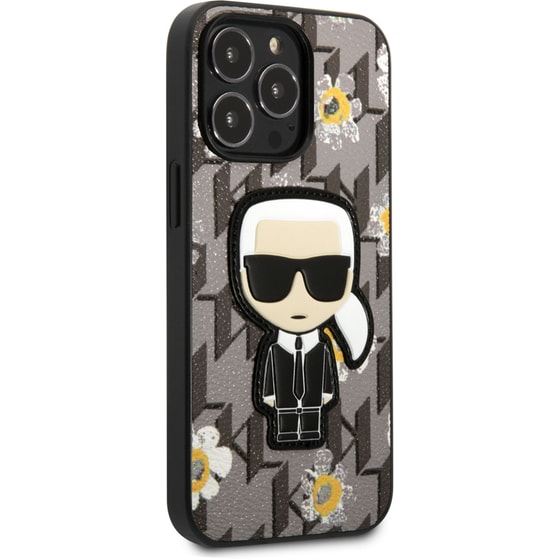 Karl Lagerfeld Flower Mono Ikonik Patch Case Θήκη Προστασίας Από Δερματίνη – Iphone 13 Pro (γκρι – Klhcp13lpmnfik1) image 3