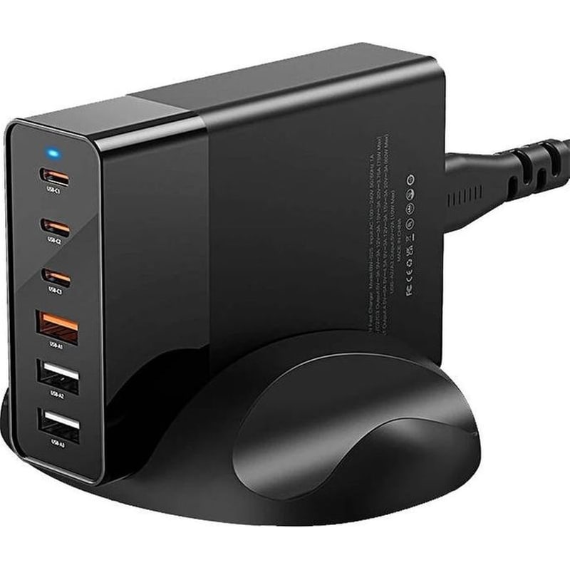 Blitzwolf Wall Φορτιστής Blitzwolf BW-S25, 75W, 3x USB + 3x USB-C - Μαύρο