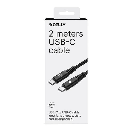 Καλώδιο δεδομένων Celly USBCUSBC100W USB-C σε USB-C 2m - Black image 1