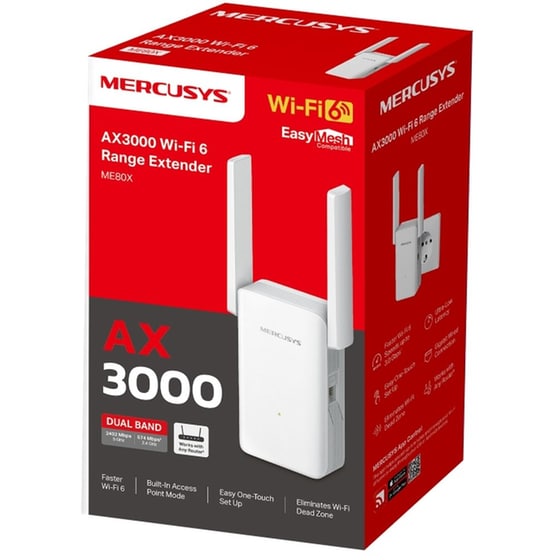 Mercusys ME80X AX3000 Wi-Fi 6 Range Extender Dual Band (2.4 & 5 GHz) 2402Mbps image 8