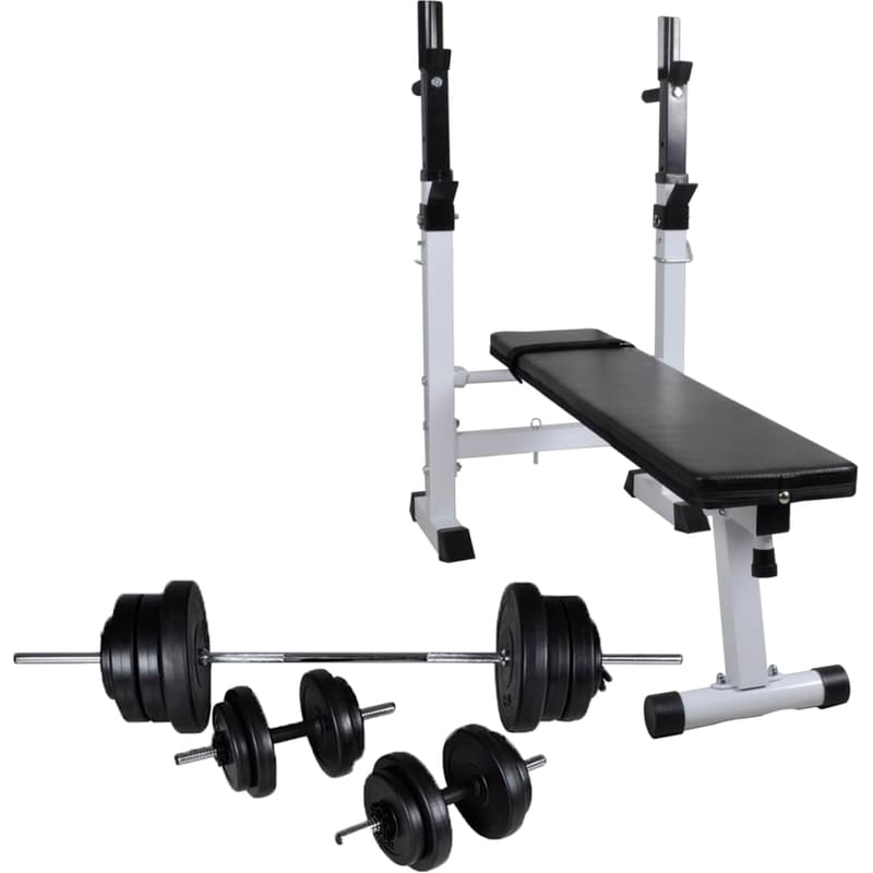 VIDAXL Σετ Ρυθμιζόμενος Πάγκος Γυμναστικής VidaXL 60.5kg - Μαύρος