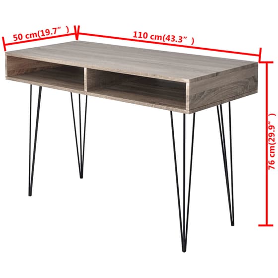 Γραφείο Μελέτης VidaXL από MDF 110x50cm - Δρυς/Φυσικό image 3