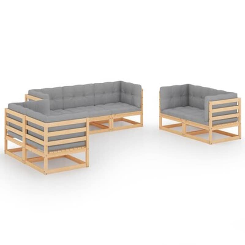 Σαλόνι Κήπου Vidaxl 7 Τμχ Από Μασίφ Ξύλο Πεύκου Με Μαξιλάρια VIDAXL