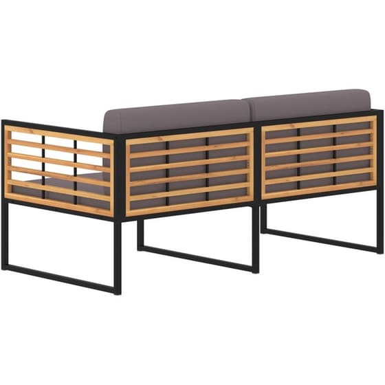 Παγκάκι Κήπου VidaXL Σκούρο με Μαξιλάρια από Μασίφ Ξύλο Ακακίας 136x70x62 cm - Μαύρο/Γκρι image 3