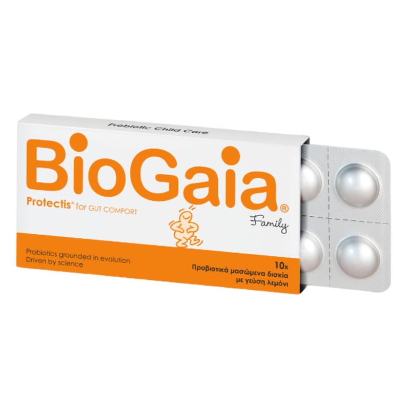 Προβιοτικά Biogaia Family Protectis For Gut Comfort Λεμόνι - 10 μασώμενες ταμπλέτες