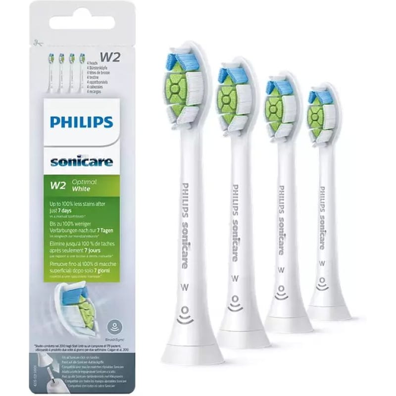 Ανταλλακτικές Κεφαλές PHILIPS Sonicare W Optimal HX6064/10 για Ηλεκτρική Οδοντόβουρτσα 4 Τμχ Λευκό