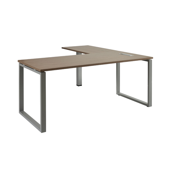 Γραφείο Γωνιακό Thesis Gamma Ring 140 με Μετώπη και Γωνία 140x80x75 cm - Καφέ/Γκρι image 2