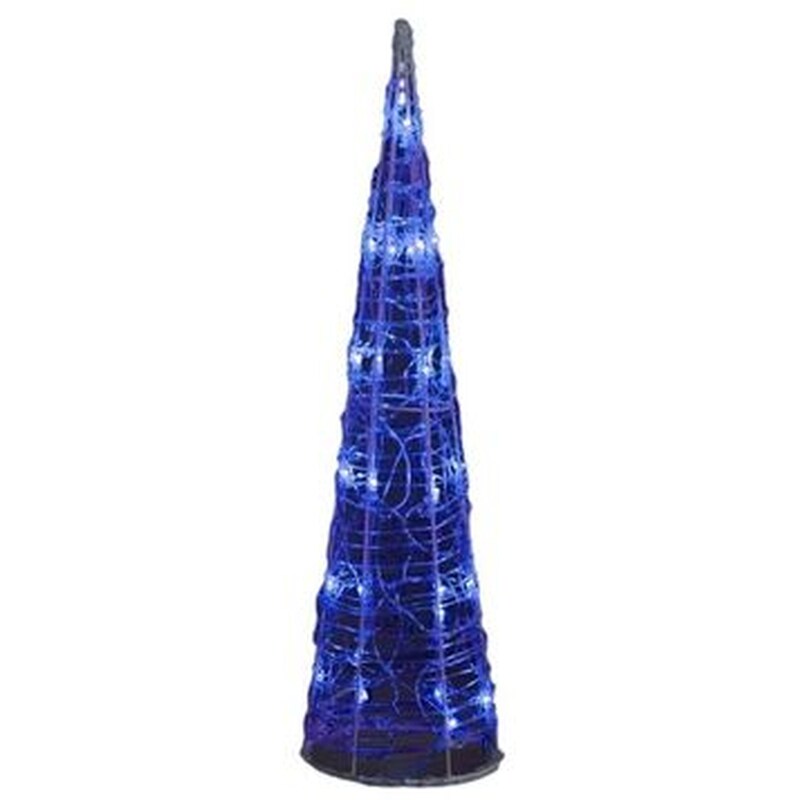 Χριστουγεννιάτικος Διακοσμητικός Κώνος Πυραμίδα από Ακρυλικό 30 Led 60cm - Μπλε