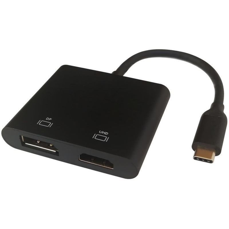 Αντάπτορας Deltaco Multi-Stream USB-C σε HDMI και DisplaPort 4K/60Hz 10cm - Μαύρο