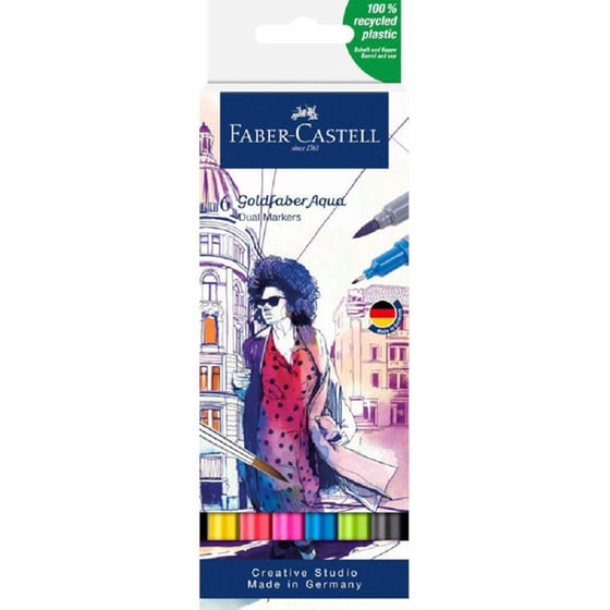 Μαρκαδόροι Faber Castell Goldfaber Aqua Dual Marker 0.2 - 0.5 mm (6 Τεμάχια) image 0