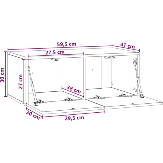 Επιτοίχιο Έπιπλο Τηλεόρασης VidaXL 59.5x41x30 cm - Γκρι image 8