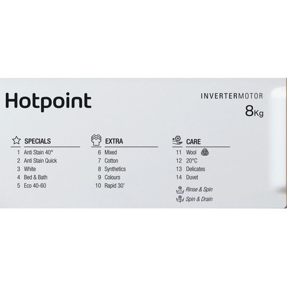 HOTPOINT BI WMHG 81485 EU 8 kg 1.400 Στροφές Εντοιχιζόμενο Πλυντήριο Ρούχων image 9