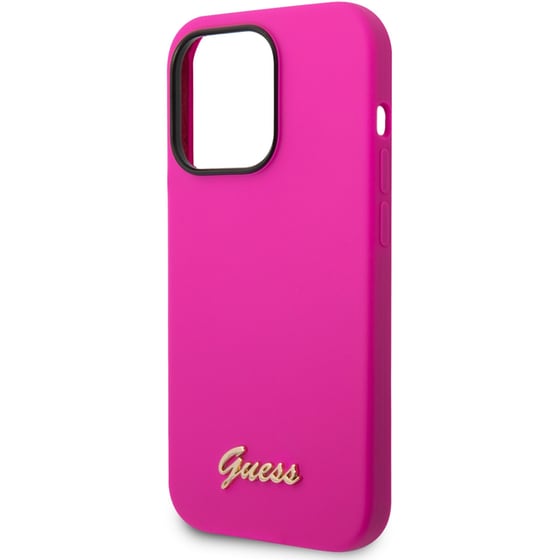 Guess “vintage Script Gold Logo Collection” Σκληρή Θήκη Προστασίας Από Σιλικόνη – Apple Iphone 14 Pro (φουξια) image 4