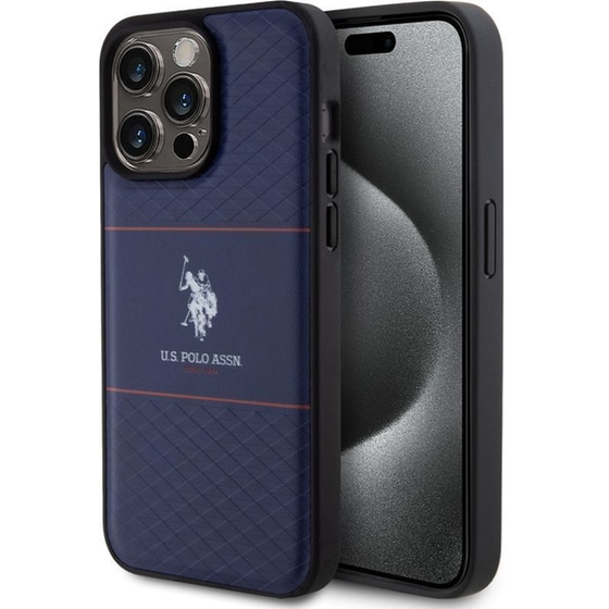 U.s. Polo Assn. Hc Pu Pattern Stripe – Θήκη Προστασίας Από Σιλικόνη Iphone 15 Pro Max (navy – Ushcp15xptrv) image 0