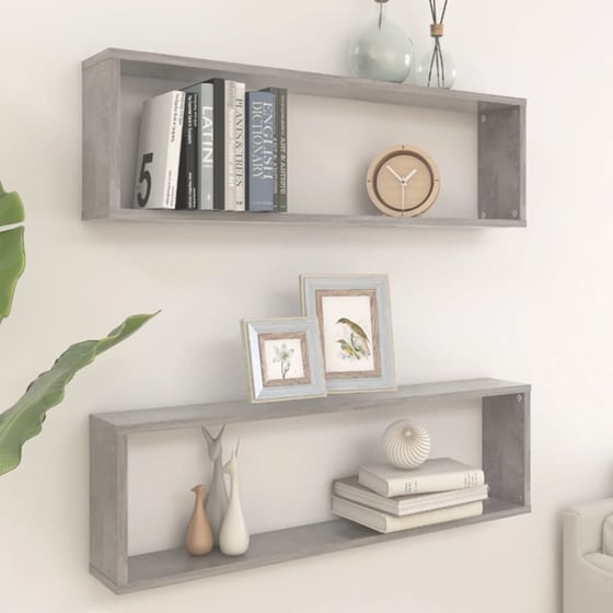 Ράφια Τοίχου VidaXL από Μοριοσανίδα 100x15x30 cm 2 Τμχ - Γκρι image 2