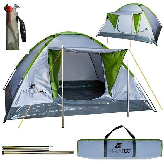 Σκηνή Igloo Malatec Montana για 2 Άτομα Καλοκαιρινή 1000mm - Πράσινο/Ασημί image 2