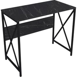 Γραφείο ArteLibre Casilda από Μοριοσανίδα/Μέταλλο 75x90x45cm -  Μαύρο με Όψη Μαρμάρου