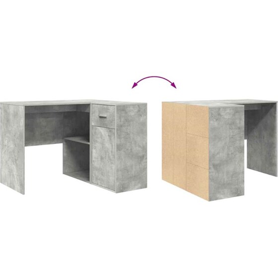 Γωνιακό Γραφείο VidaXL με Συρτάρι 102x88x75 cm - Γκρι Σκυροδέματος image 8