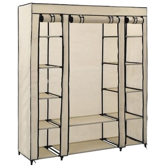 Vidaxl Ντουλάπα Με Ράφια / Σωλήνες Κρεμ 150x45x176 Εκ. Υφασμάτινη image 0