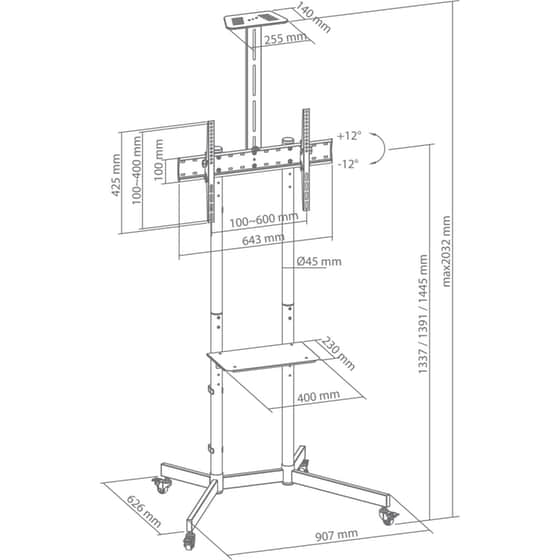 Βάση Τηλεόρασης Επιδαπέδια Sbox FS-401-2 με ροδάκια 37" - 70" έως 45 kg image 9