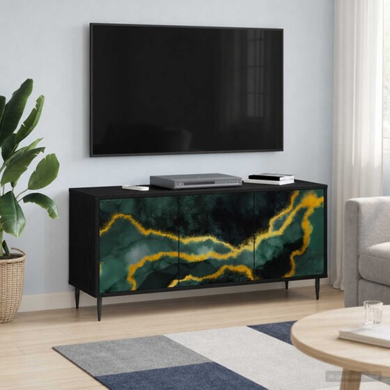 Έπιπλο Τηλεόρασης VidaXL WIJHE 102 x 33 x 51 cm - Μαύρη Δρυς image 1