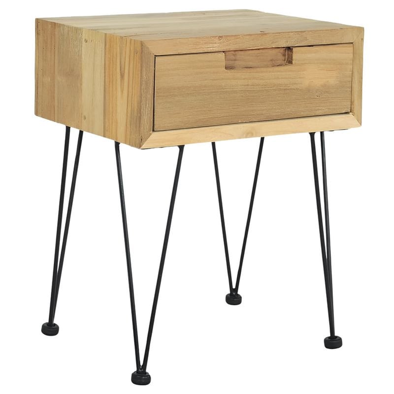 VIDAXL Κομοδίνο Vidaxl Από Μασίφ Ξύλο Teak 40x30x50 cm - Φυσικό