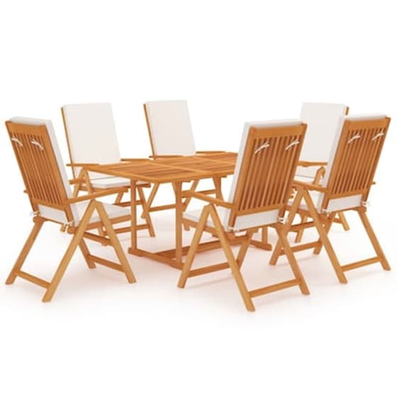 Vidaxl Σετ Τραπεζαρίας Κήπου 7 Τεμ. Από Μασίφ Ξύλο Teak Με Μαξιλάρια image 1