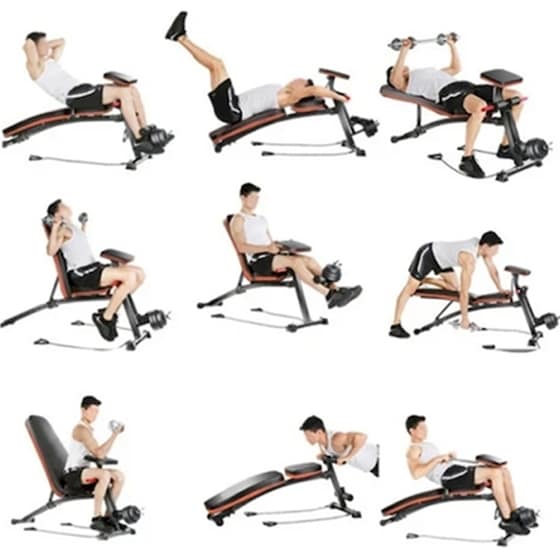 Ρυθμιζόμενος Πάγκος Γυμναστικής Homcom A91-062 153x53x102cm - Μαύρος/Κόκκινος image 8