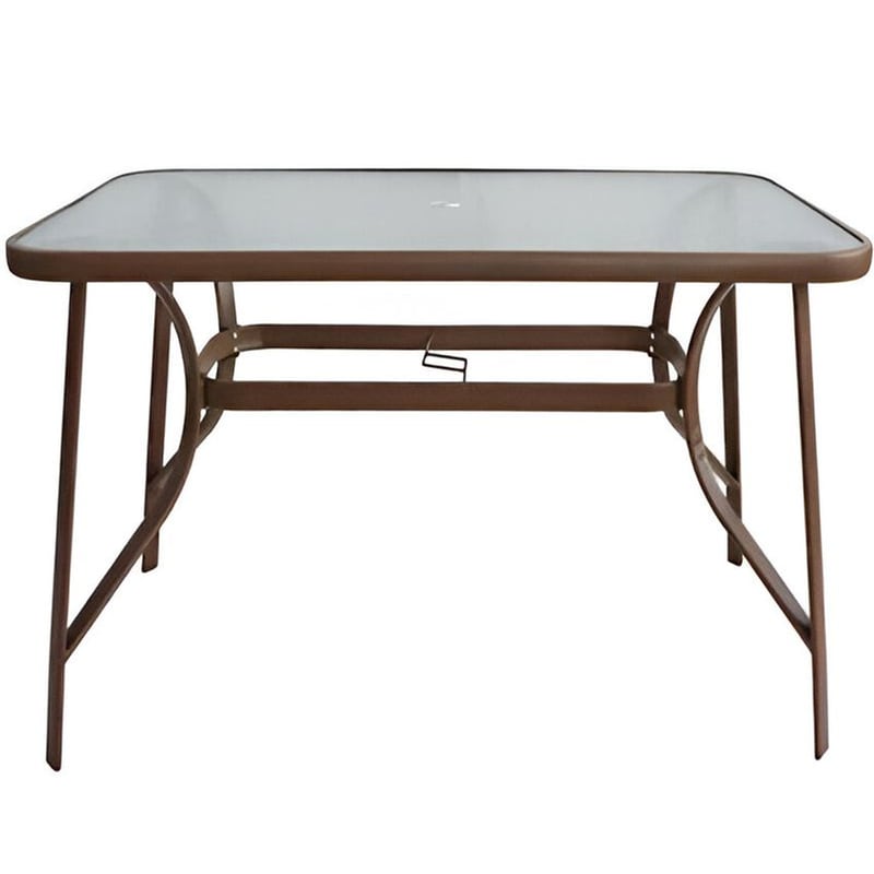 ESMARKET Τραπέζι Εξωτερικού Χώρου ArteLibre SUN από Γυαλί/Μέταλλο 140x80x70cm - Καφέ