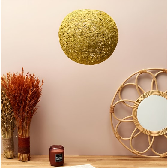 Πλεκτό Σφαιρικό Αμπαζούρ Home Deco Factory La10303 30 cm - Κίτρινο image 4